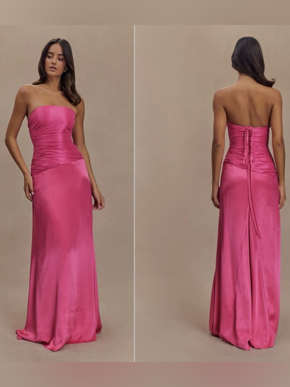 New Meshki Serena Strapless Taffeta Maxi Dress – Crimson Pink – Size XXL (US 12)